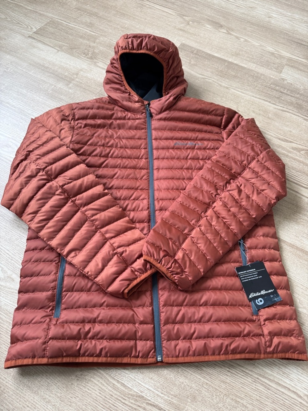 Eddie Bauer Men's Hooded Puffer Jacket in Rust